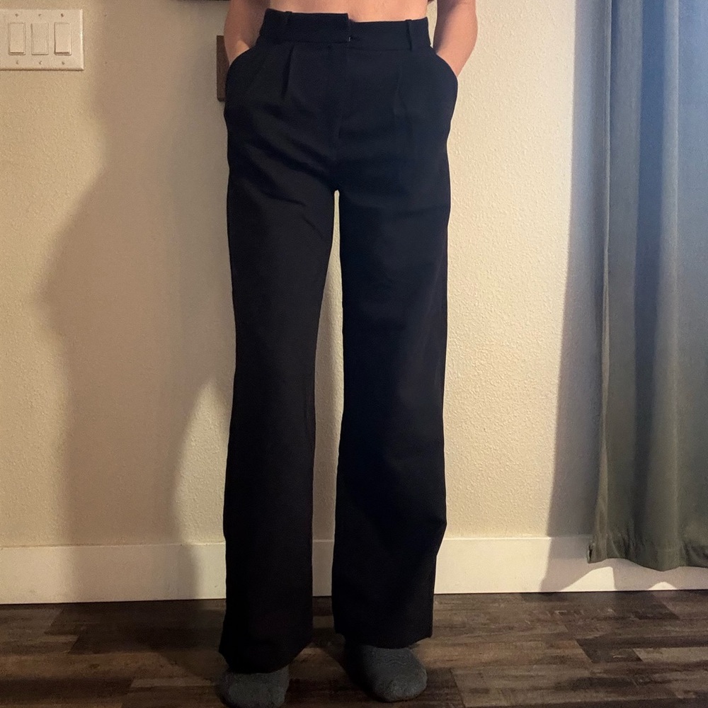 Abercrombie & Fitch Sloane Tailored Black Wide Leg Pants